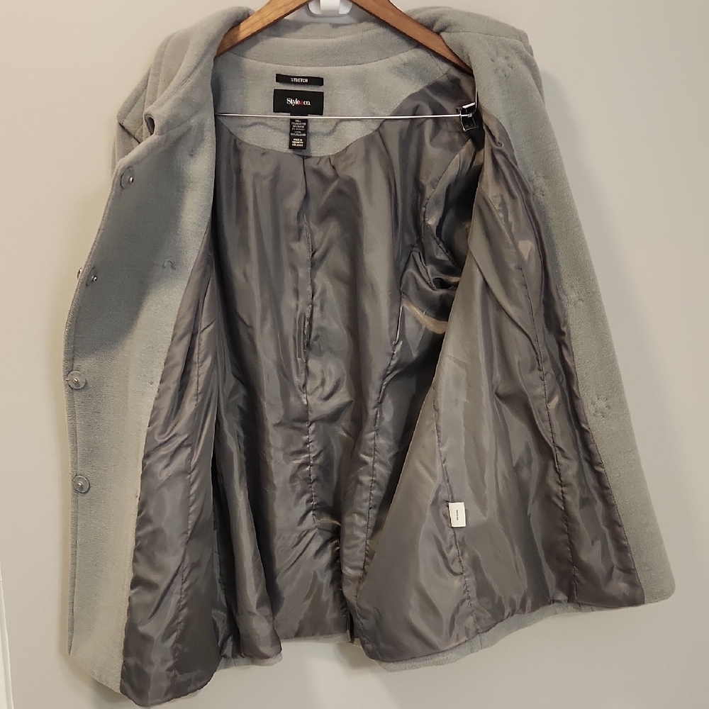 Style & Co Women’s Double‑Breasted Military Pea Coat – Light Gray‎ – Size XL - Picture 4 of 10